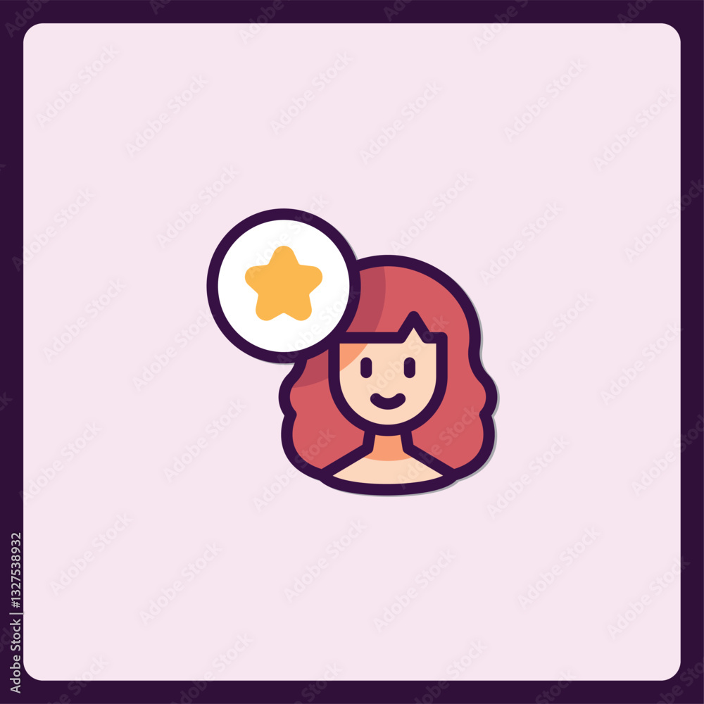 Charming redhead icon radiating positivity with a golden star halo effect Charming redhead icon radiating positivity with a golden star halo effect