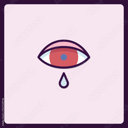 Expressive minimalist vector illustration of a weeping eye icon graphic