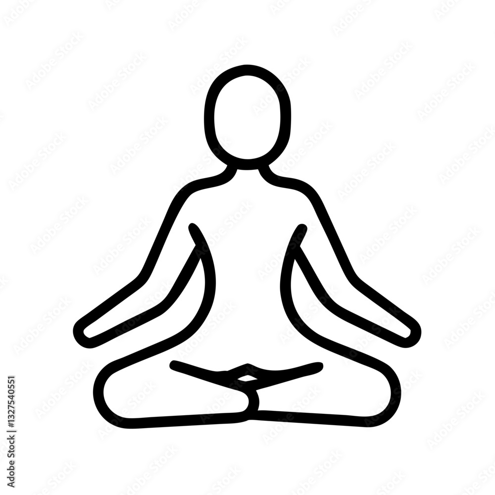 Vector icon of a meditating person in simple outline style Vector icon of a meditating person in simple outline style