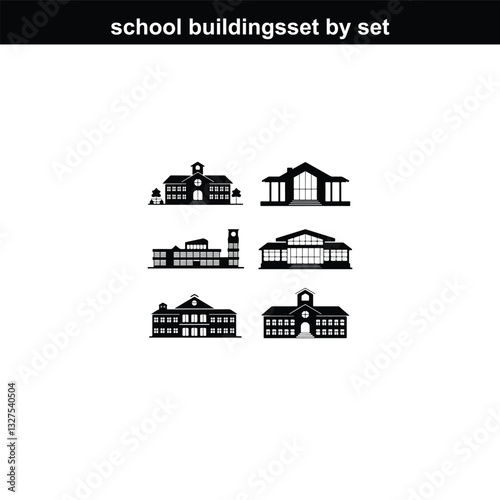 Wallpaper Mural school building silhouette set, educational building silhouette vector Vector icons school building Silhouette of scholl building isolated on white background. Architecture college or university symbo Torontodigital.ca