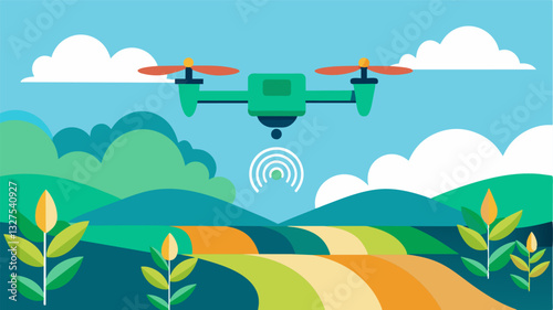 Through drone mapping farmers are able to detect plant stress and monitor crop health in real time allowing them to make datadriven decisions for optimized yields.. Vector illustration