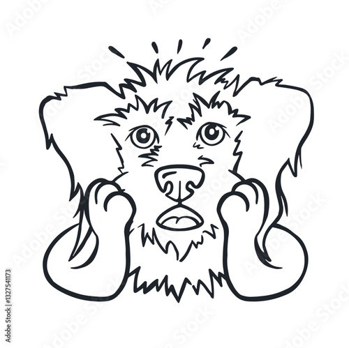 Dog anger emotion, color cartoon vector.