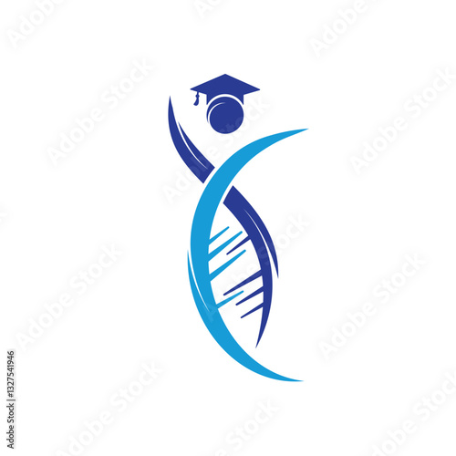 Student DNA vector logo template. Genetic education vector logo design concept.