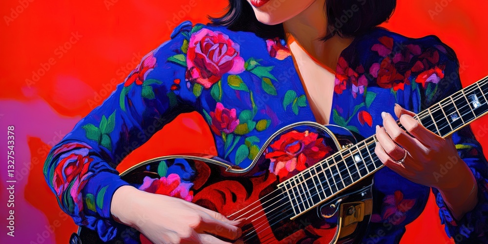 Obraz premium Woman playing mandolin