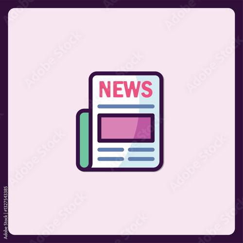 Stylized news icon with a minimalist design and modern color palette