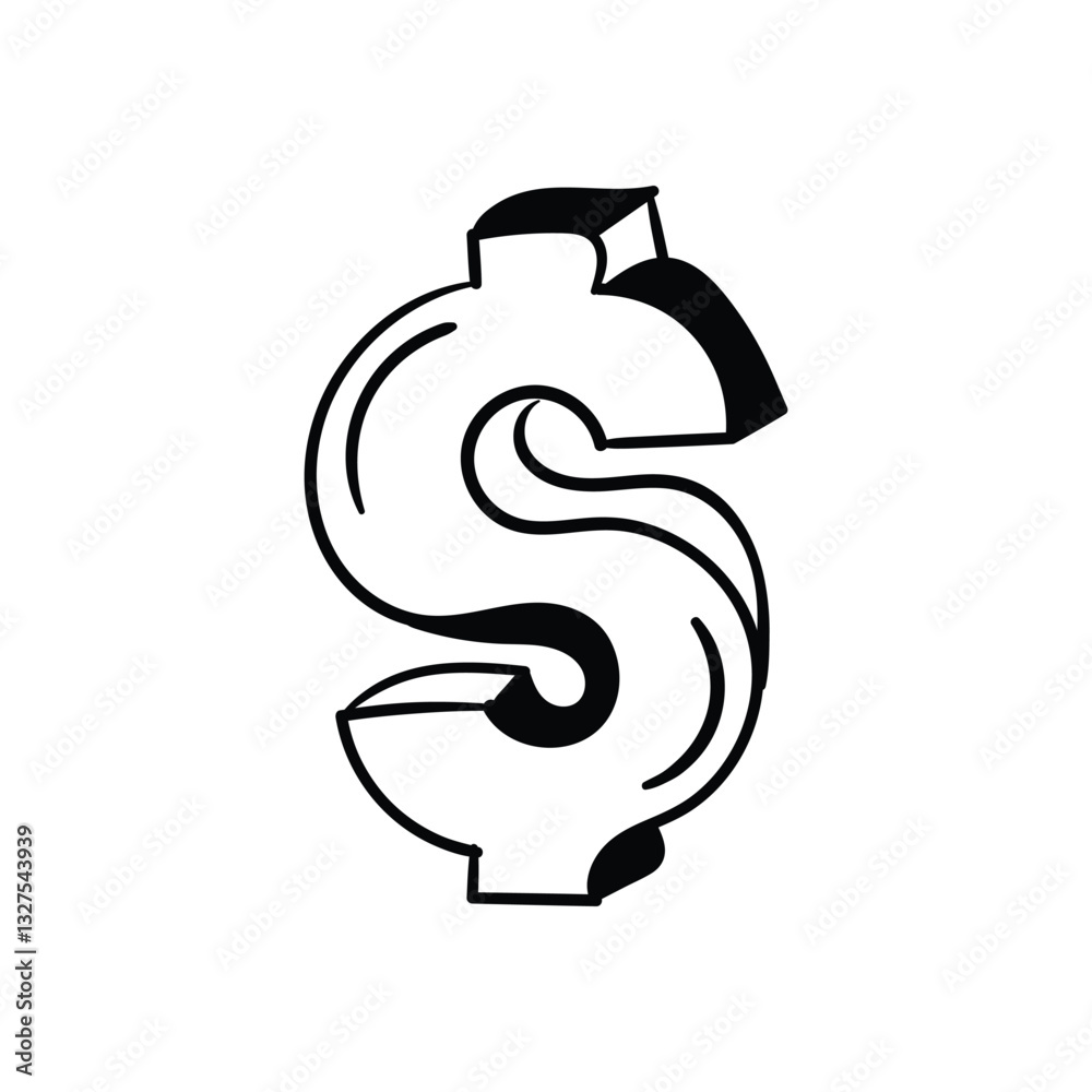 Dollar Symbol hand draw doodle Vector icon Dollar Symbol hand draw doodle Vector icon