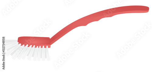 Red dishwashing brush. vector illustration