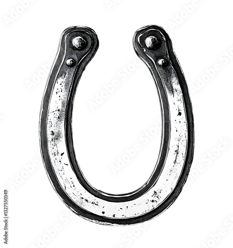 horse shoe engraving black and white outline photo