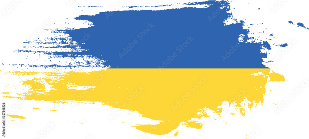 Obraz premium National flag of Ukraine elegantly depicted on a paint brush stroke with a trailing effect. This design combines the vibrant colors of the flag with a textured.