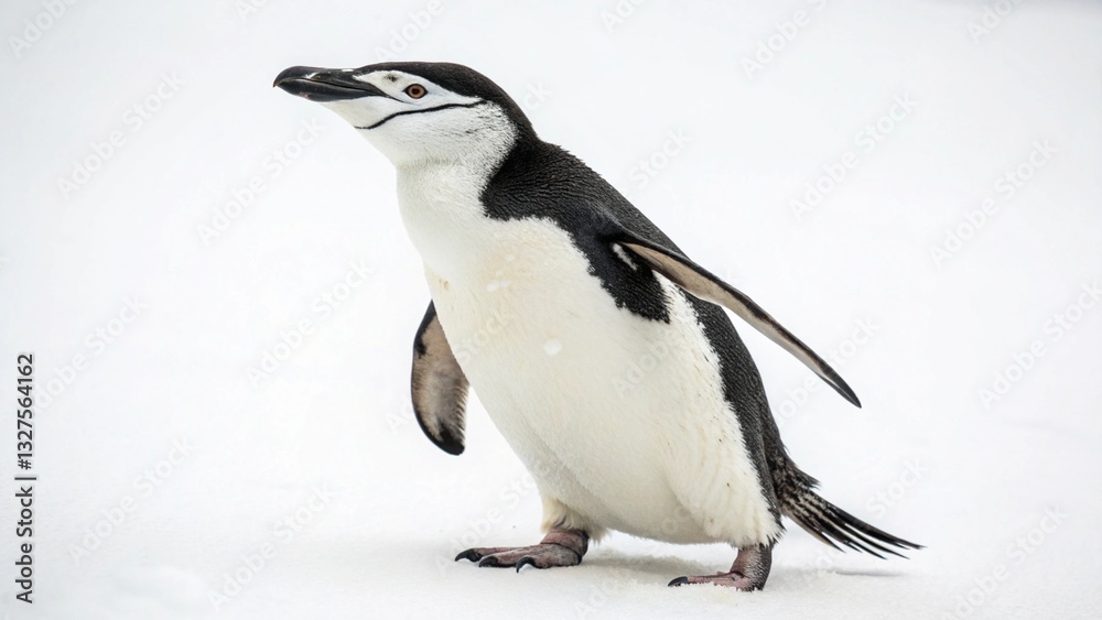 Fototapeta premium Chinstrap Penguin in full view on white studio background