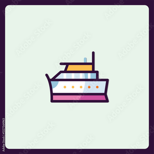 Stylized Yacht Illustration for Nautical Themes and Transportation Projects