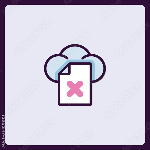 Delicate cloud storage deletion icon, representing file removal error