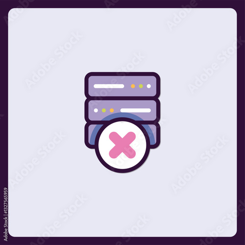 Server error icon displaying data storage issue with deletion mark