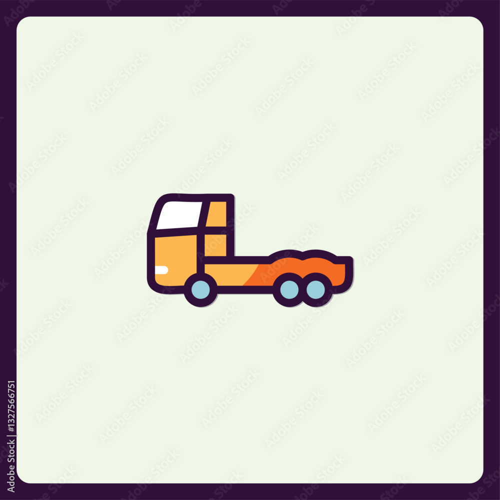 Stylized flat illustration of a commercial truck vehicle transportation Stylized flat illustration of a commercial truck vehicle transportation