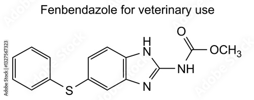 Chemical structure of fenbendazole for veterinary use, drug substance