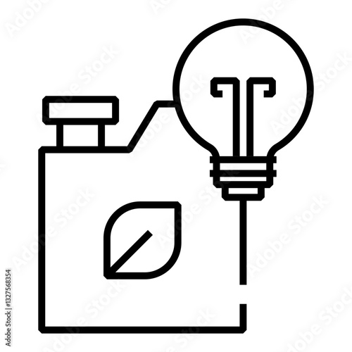 Light bulb with a fuel canister representing biofuels, renewable energy storage, and green fuel innovation