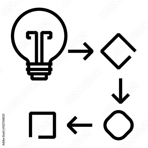 Light bulb with a flowchart representing workflow automation, business process improvement, and system optimization