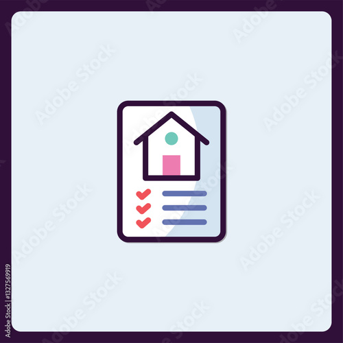 Elegant home inspection checklist icon for real estate transactions and mortgage process