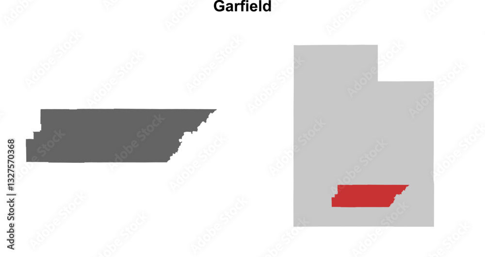 Fototapeta premium Garfield County (Utah) blank outline map set