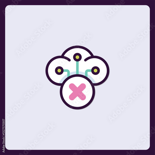 Cloud Network Connection Error Indicator, Minimalist Style, Data Processing