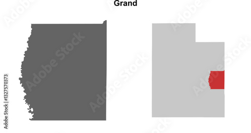 Grand County (Utah) blank outline map set