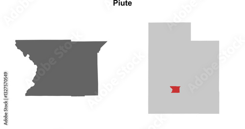 Piute County (Utah) blank outline map set
