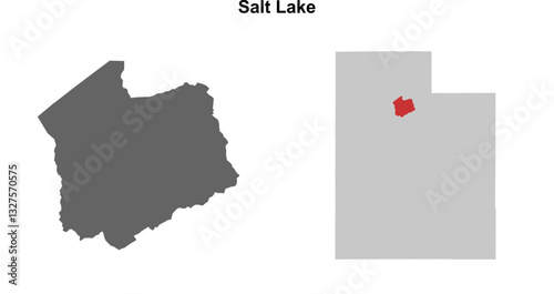 Salt Lake County (Utah) blank outline map set