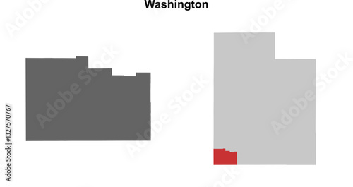 Washington County (Utah) blank outline map set