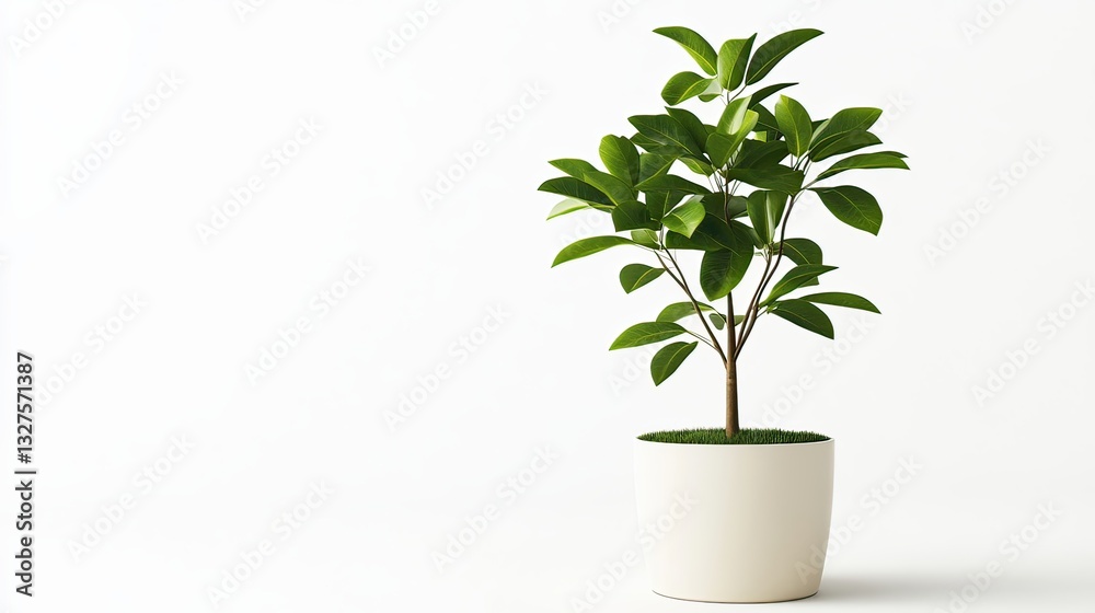 Fototapeta premium Indoor plant care potted tree home space decor minimalist style calm atmosphere