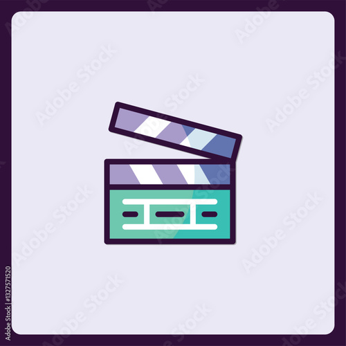 Stylish movie clapperboard icon with distinctive design elements and color scheme