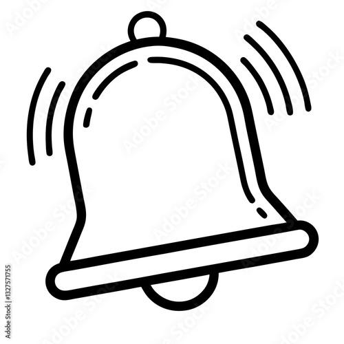 Vector bell icon, simple design, black outline, copy space