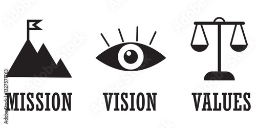 Mission vision values icon design. Organization mission vision values icon design vector. vector illustration isolated on white background