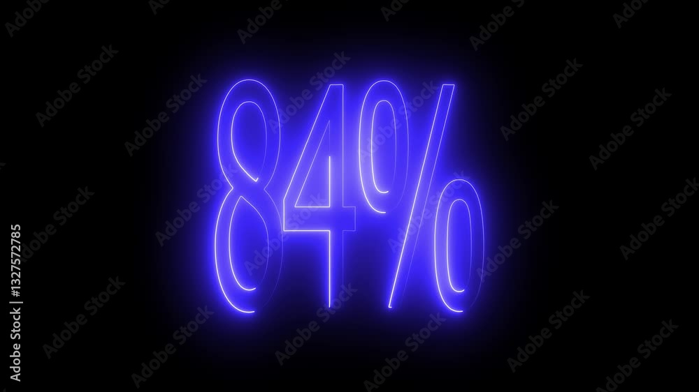 84% text animation by pink color neon on black background. 84% text animation by pink color neon on black background.