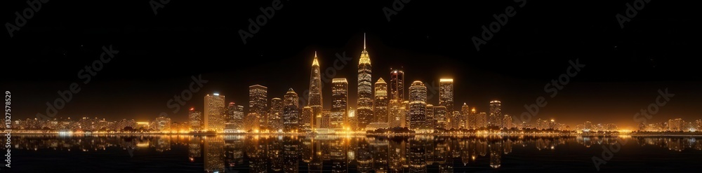 Obraz premium Golden Utah skyline, elegant black background, abstract, night