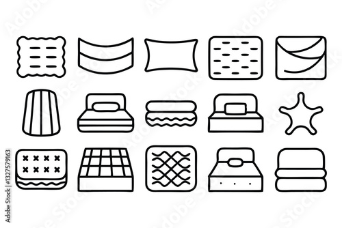 mattress related editable stroke outline icons set