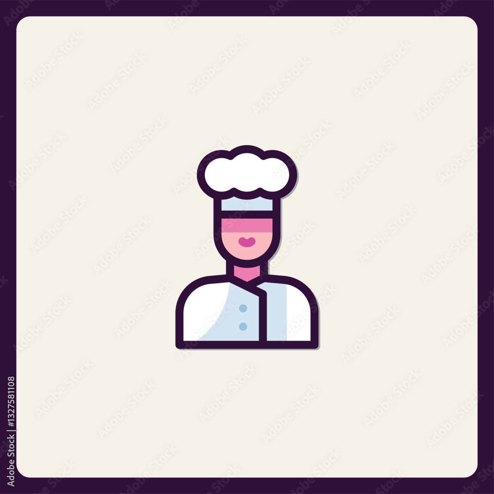 Charming chef icon wearing a toque for menu or cooking app design Charming chef icon wearing a toque for menu or cooking app design