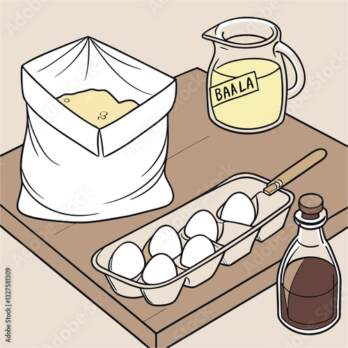Vector illustration art of a healthy breakfast meal set with milk and bread, a dairy and food icon design