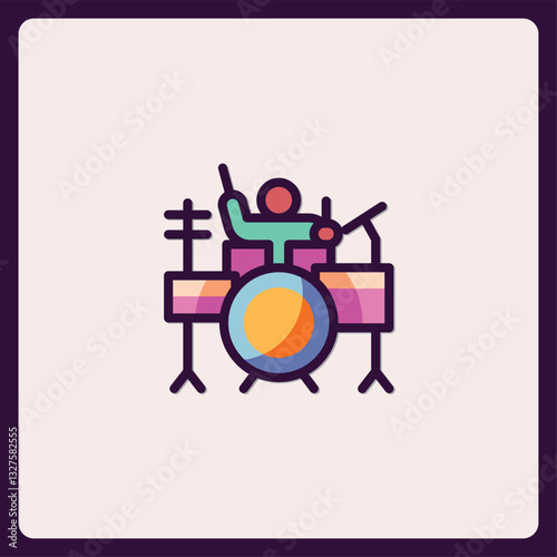 Stylized Drummer Illustration for Music-Related Design Project Needs