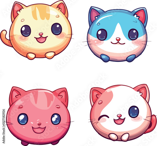 set of drawings of  cute cats