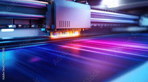 High-Tech Digital Printer in Action with Vibrant Color Output