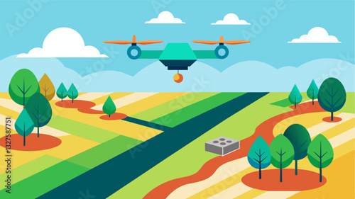 Through drone mapping farmers are able to identify and map variations in topography and soil composition allowing for sitespecific plantings and tailored management practices.. Vector illustration