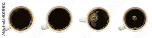 Set of Top-Down View of Coffee in White Mug