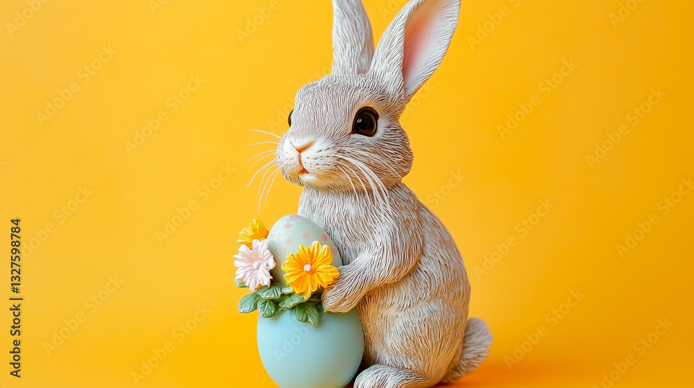 Easter Bunny isolated on orange background