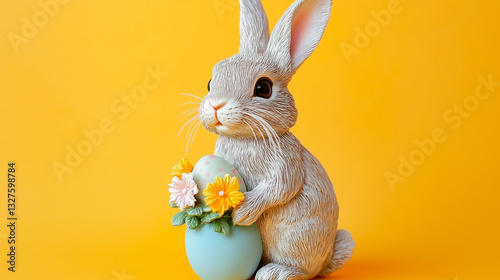 Obraz na płótnie Easter Bunny isolated on orange background w salonie