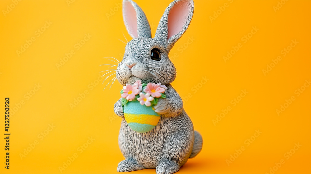 Easter Bunny isolated on orange background