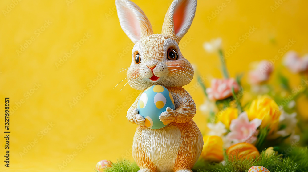 Easter Bunny isolated on orange background
