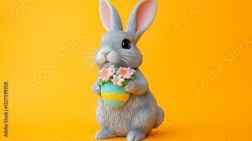 Obraz na płótnie Easter Bunny isolated on orange background w salonie