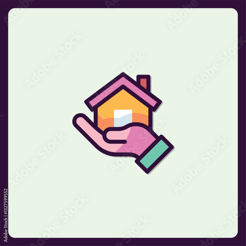 Caring hand holding a home icon, real estate investment protection