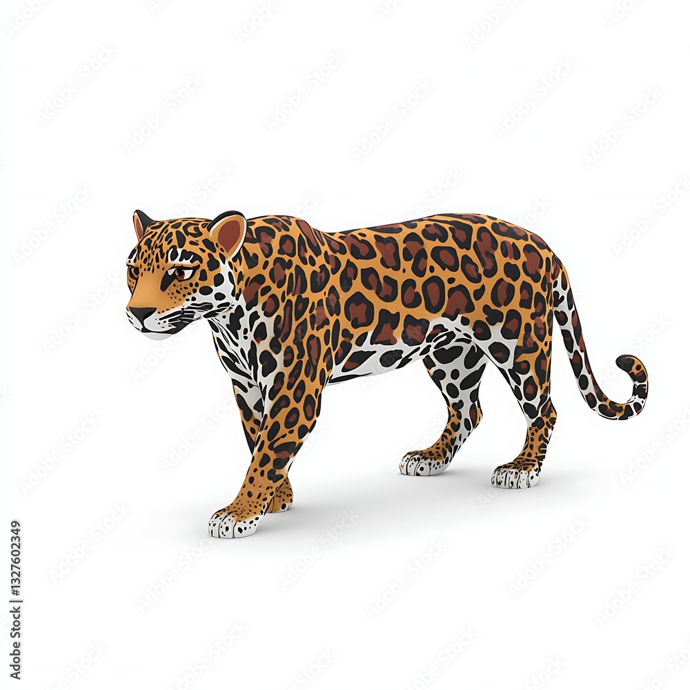 Obraz premium Jaguar prowling, white background, studio, wildlife, animal, safari