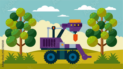 The robotic g harvester is equipped with stateoftheart pruning technology ensuring the vines are not damaged during the harvest leading to healthier and more productive crops in. Vector illustration